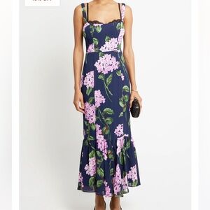 O.P.T navy floral print sweetheart maxi dress size 8 - NWT